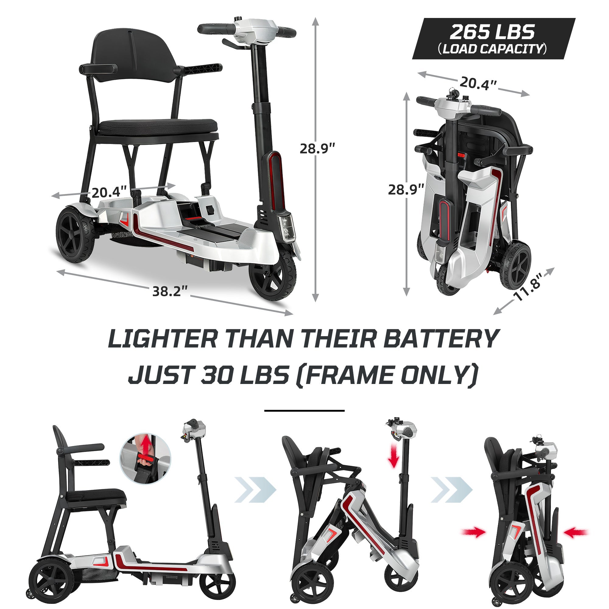 Mbxcooter M3F Ultra-Lightweight Foldable Scooter | 33" Turning Radius