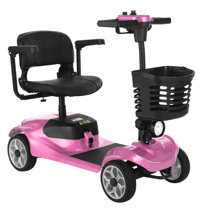4 Wheel Mobility Scooter for Seniors&Adults,15 Miles Foldable Electric Mobility Scooter,350W Powered Electric Wheelchair Device for Adults 300 lbs,LED Lights,Basket,Compact Mobile for Travel