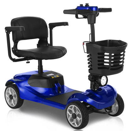 4 Wheel Mobility Scooter for Seniors&Adults,15 Miles Foldable Electric Mobility Scooter,350W Powered Electric Wheelchair Device for Adults 300 lbs,LED Lights,Basket,Compact Mobile for Travel