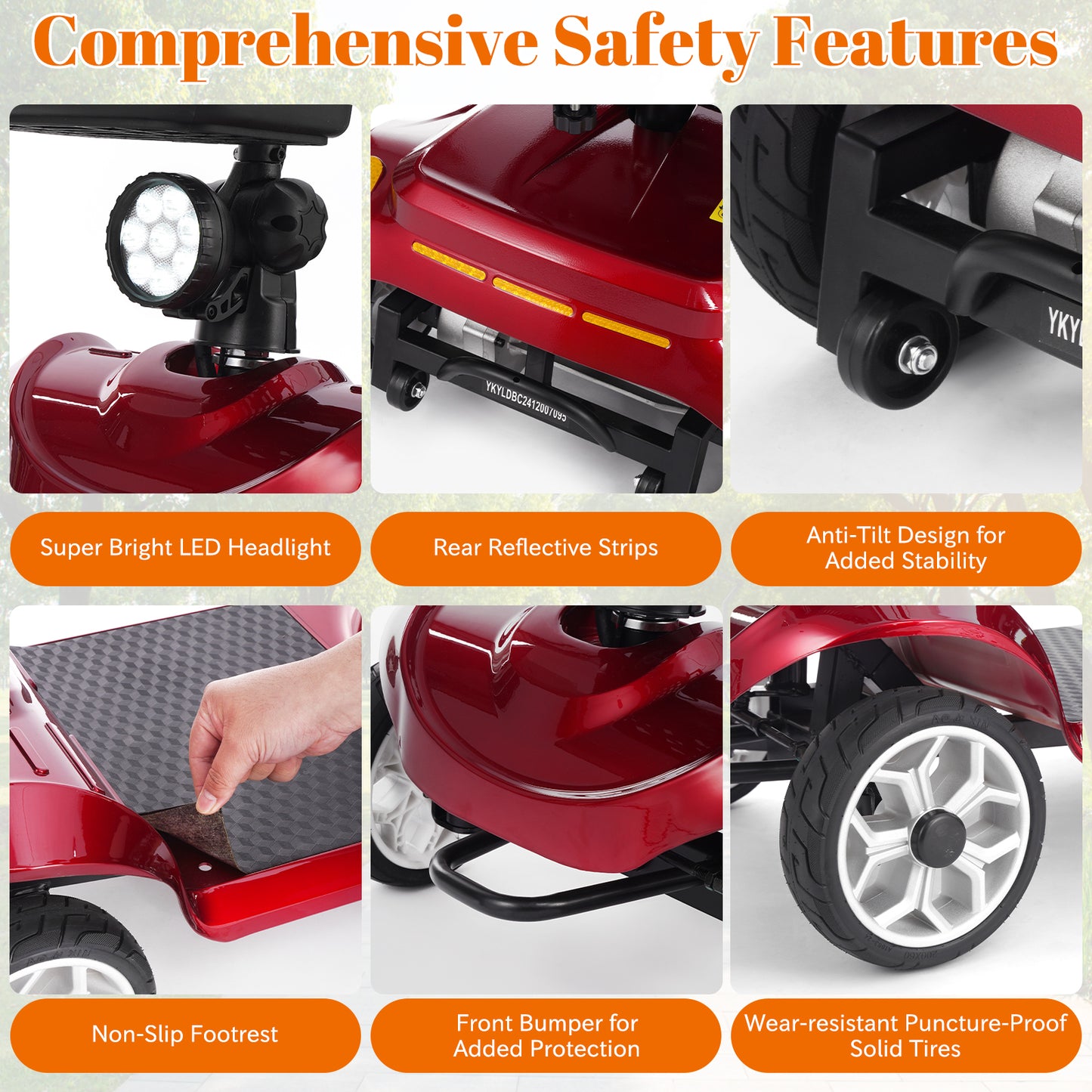 4 Wheel Mobility Scooter for Seniors&Adults,15 Miles Foldable Electric Mobility Scooter,350W Powered Electric Wheelchair Device for Adults 300 lbs,LED Lights,Basket,Compact Mobile for Travel