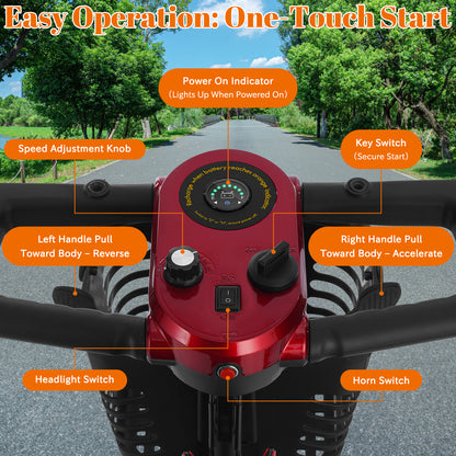 4 Wheel Mobility Scooter for Seniors&Adults,15 Miles Foldable Electric Mobility Scooter,350W Powered Electric Wheelchair Device for Adults 300 lbs,LED Lights,Basket,Compact Mobile for Travel