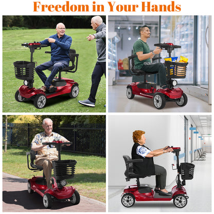 4 Wheel Mobility Scooter for Seniors&Adults,15 Miles Foldable Electric Mobility Scooter,350W Powered Electric Wheelchair Device for Adults 300 lbs,LED Lights,Basket,Compact Mobile for Travel