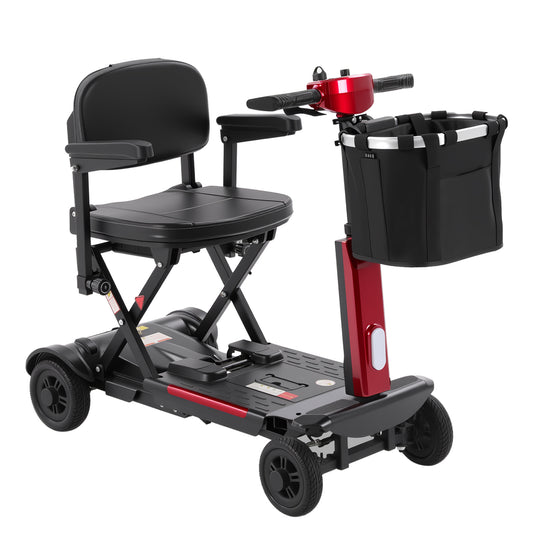 MS20-F Foldable Mobility Scooter for Adults&Seniors 46Lbs Lightweight，350W Powered Electric Folding 4 Wheels Wheelchair，Removable Battery 20Mile Red