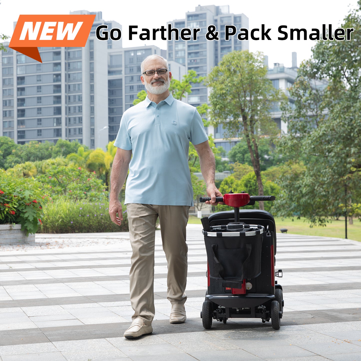 MS20-F Foldable Mobility Scooter for Adults&Seniors 46Lbs Lightweight，350W Powered Electric Folding 4 Wheels Wheelchair，Removable Battery 20Mile Red